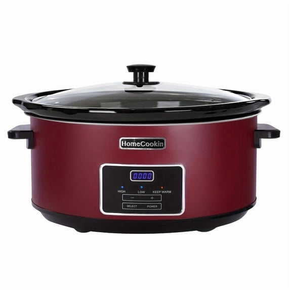 6QT Red Slow Cooker with Casserole for Family Dinner