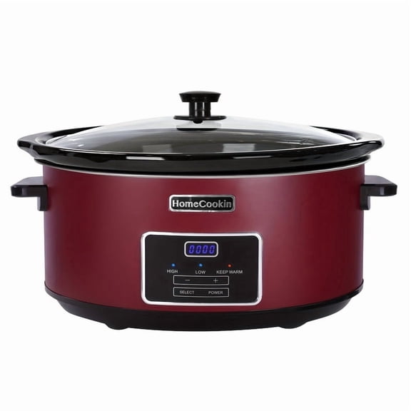 6QT Red Slow Cooker with Casserole for Family Dinner