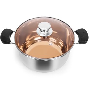 Vesteel 6 Quart Stock Pot, 18/10 Stainless Steel, Glass Lid, Double ...