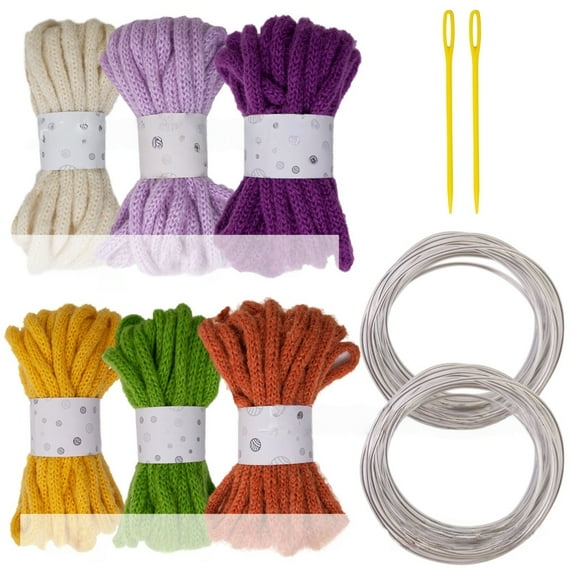 6Rolls Of Multicolored Hollow Braided Cord Rope 5.46Yard Long 7mm Wide Polyester Rope For Art Craft And Home Decoration