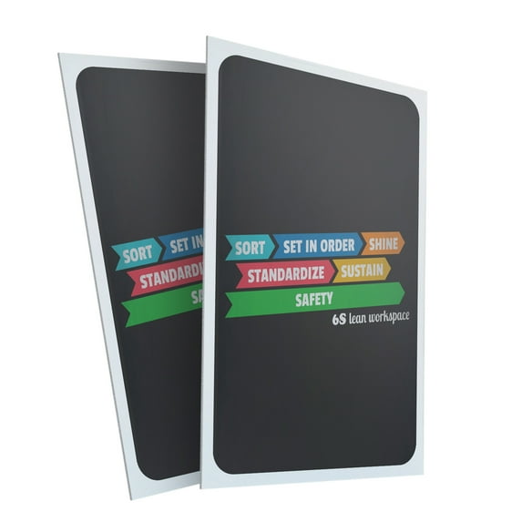 6S Lean Workspace (2-PACK) 24" x 36" Plastic Signs | Sign Insert 4mm Corrugated Plastic Signs Storefront Window Poster