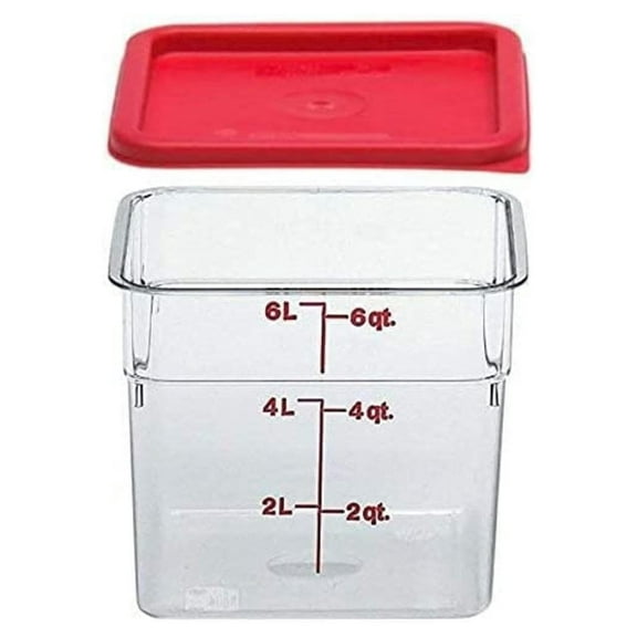 6SFSCW135 Camsquare Food Container, 6-Quart, Polycarbonate, Clear, NSF With Lid