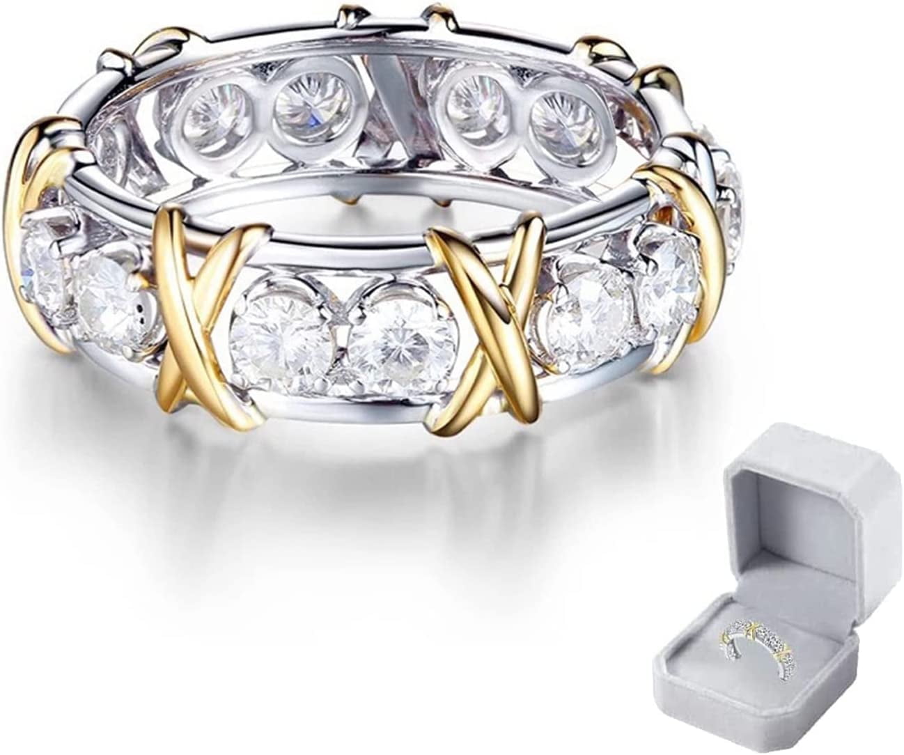 6SIze Zircon Shaping Cross Full Moissanite Diamond Ring, 2023