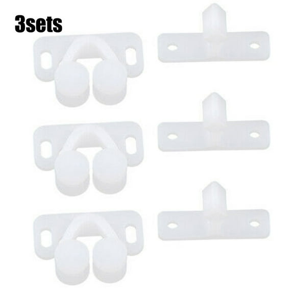 6Set Double Roller Catch, Marine Boat Ball Catch Door Cupboard Spring Roller Latch ABS Plastic White