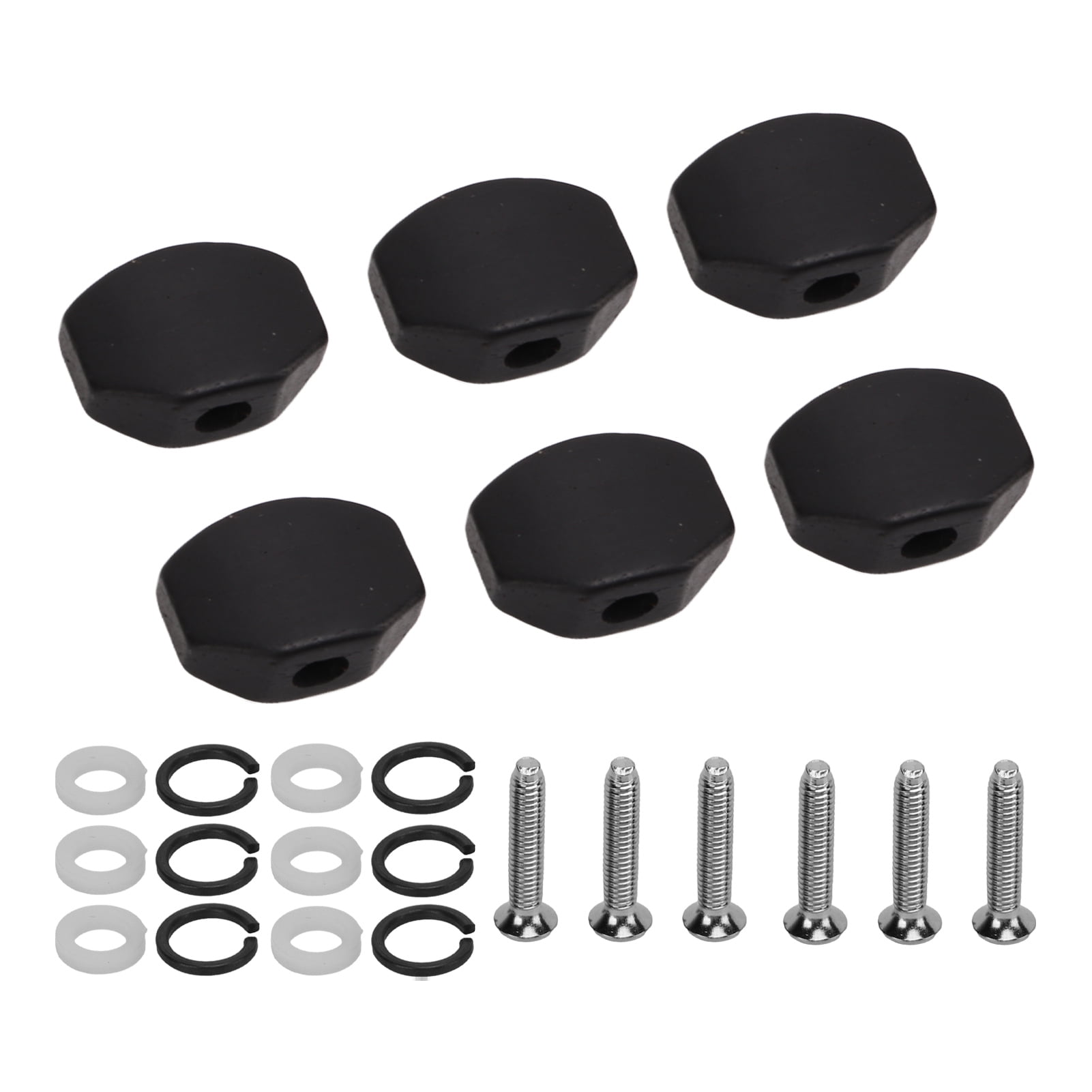 6Set Guitar Tuning Peg Buttons Ebony Metal Tuner Machine Head Button