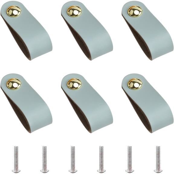6Set Leather Handle Jewelry Box Accessories with Aluminum Screws Azure 143x24.5x3mm Hole: 5mm