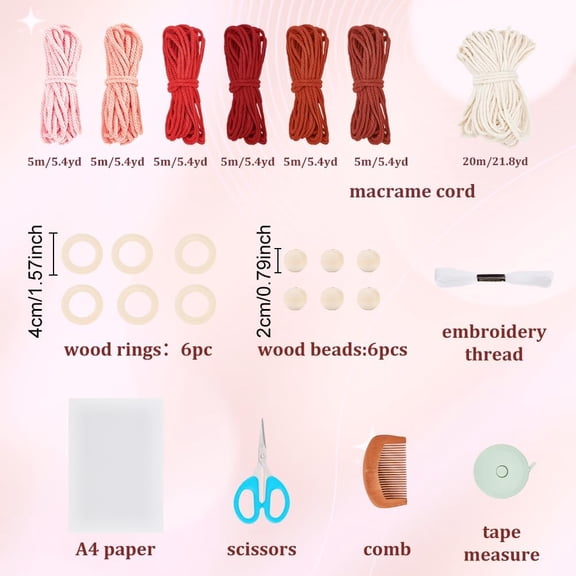 6Set Macrame Gnomes Santa Claus Kit Valentine's Day Colors Christmas Tree Ornaments with Instruction Christmas Tree Hanging Decor Macrame Kit for Beginners Adults Gift