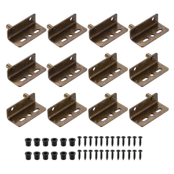 6Set Pivot Hinges, 40 x 26 mm Concealed Shaft Door Hinges with Bushing, Bronze