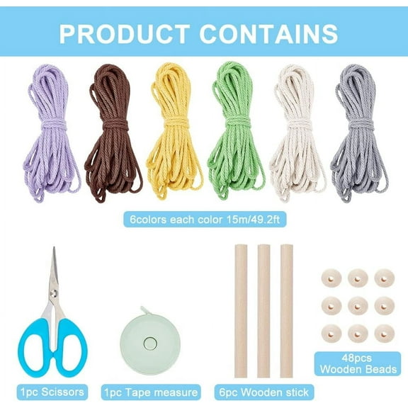 6Set Shell Pattern Macrame Kit for Beginners Semi-Circle Macrame Woven Tapestry Macrame Hanging Decor DIY Macrame Cord Kit Boho Wall Hanging Decor