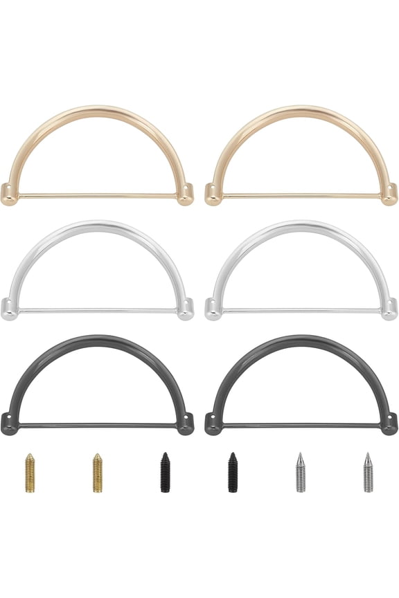 6Sets 3Colors Alloy Bag Handles with Iron Shim Screw Bag Replacement Accessories Mixed Color