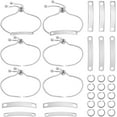 thumbnail image 1 of 6Sets Engravable Bracelets DIY Kit Including Rectangle Engravable Blank Tags Links Connectors 24cm Stainless Steel Adjustable Slider Bracelet 4mm Jump Rings for Bracelets Making for DIY, 1 of 9