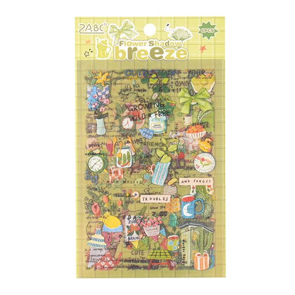 6Sheets Scrapbooking Decorative Sticker Waterproof Adhesive PET Sticker for Journal Notebooks Phone Case Laptop Luggage