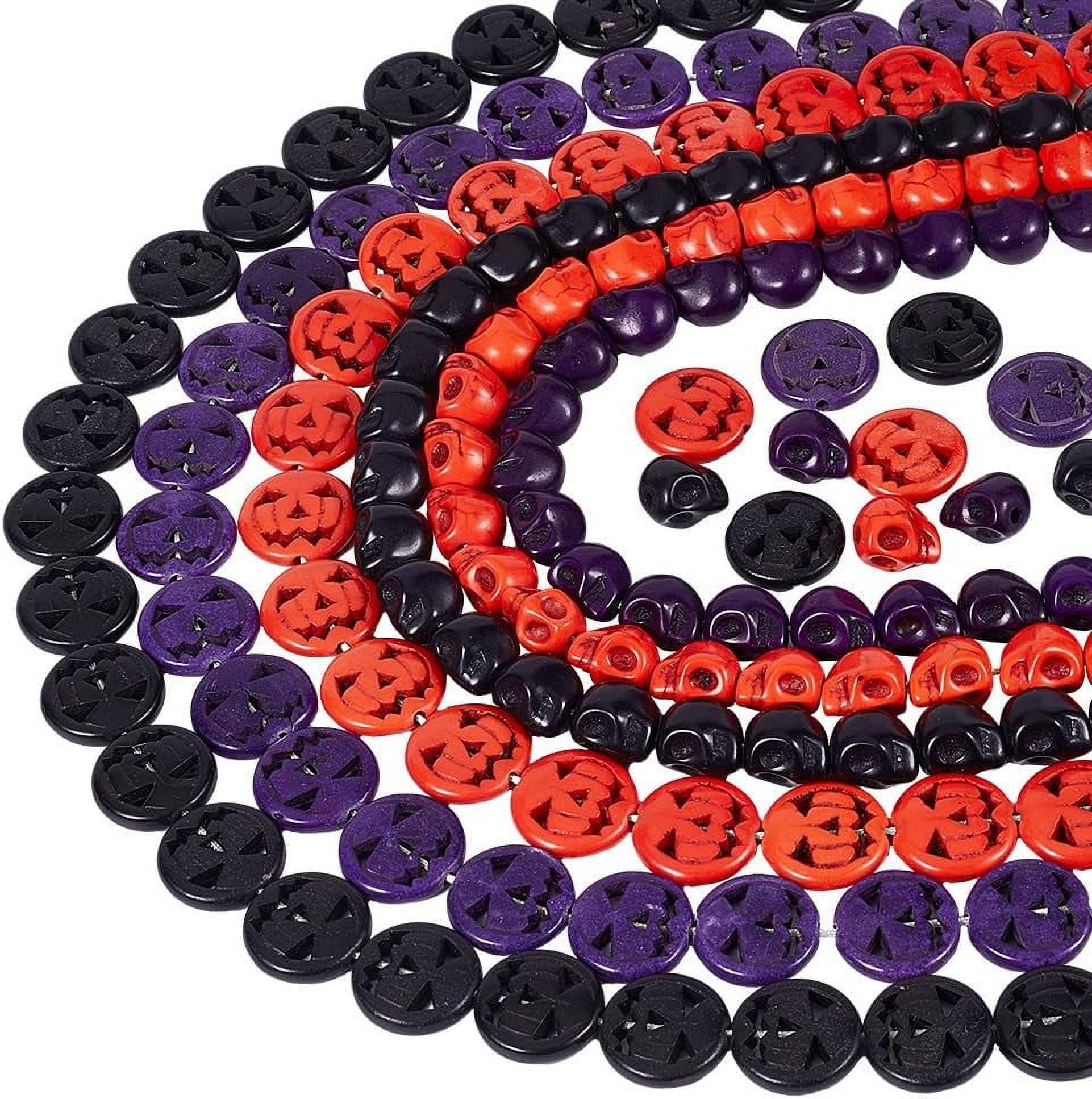 6Strands 3Colors Halloween Skull Beads Synthetic Turquoise Dyed Skull Pumpkin Beads Gemstones Beads