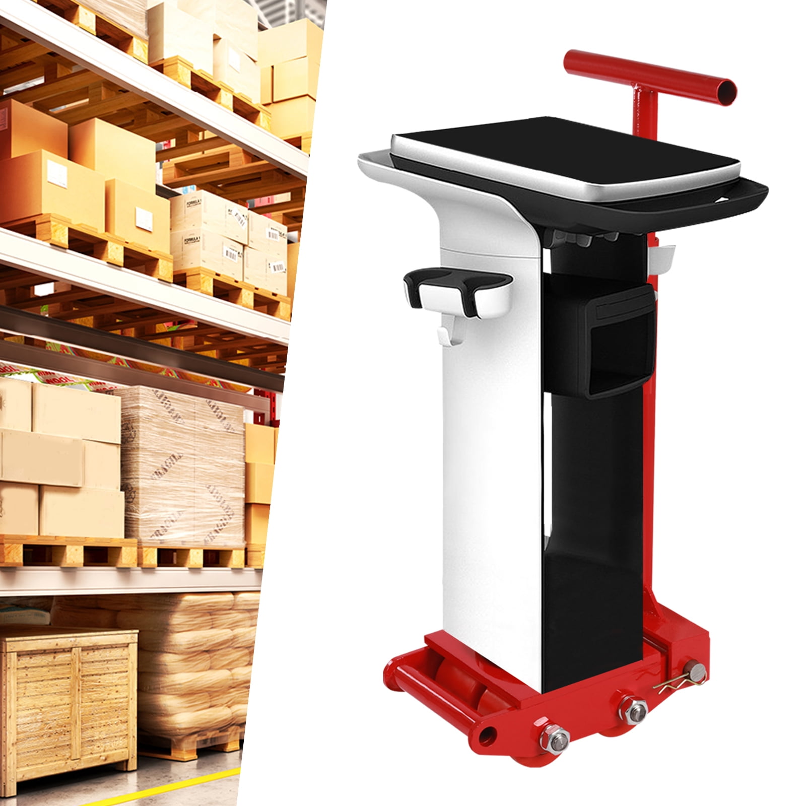 6T/13200lbs Capacity Machinery Mover – Red Carbon Steel with PU Wheels (8*7cm)