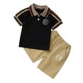 thumbnail image 1 of 6T 7T 9-12 Month Boy Clothes Toddler Summer Kids Toddler Boy Clothes Casual Short Sleeve Polo Shirt + Khaki 2Pcs Shorts Summer Clothing Set Black, 1 of 8