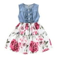 thumbnail image 1 of 6T Kids Girl Dress Summer Sleeveless Dress Little Girl Floral Dress Casual Dress Blue 6-7 Years Little Girl Dress, 1 of 5