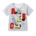 thumbnail image 1 of 6T Little Boys Clothes 7 Years Boys Short Sleeve T-shirt Letter Print Round Neck Little Boys Summer T-shirt Top Gray, 1 of 7