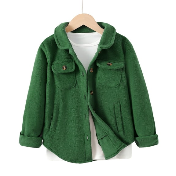 6T Little Boys Clothes Little Boys Tops 6-7 Years Boys Long Sleeve Lapel Solid Color Fall Winter Jacket Green