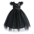 thumbnail image 1 of 6T Little Girls Princess Dress Party Dress Formal Prom Dress 7T Little Girls Fly Fluffy Sleeve Shinning Sequins Mesh Stitching Princess Dress Prom TuTu Dress Black, 1 of 8