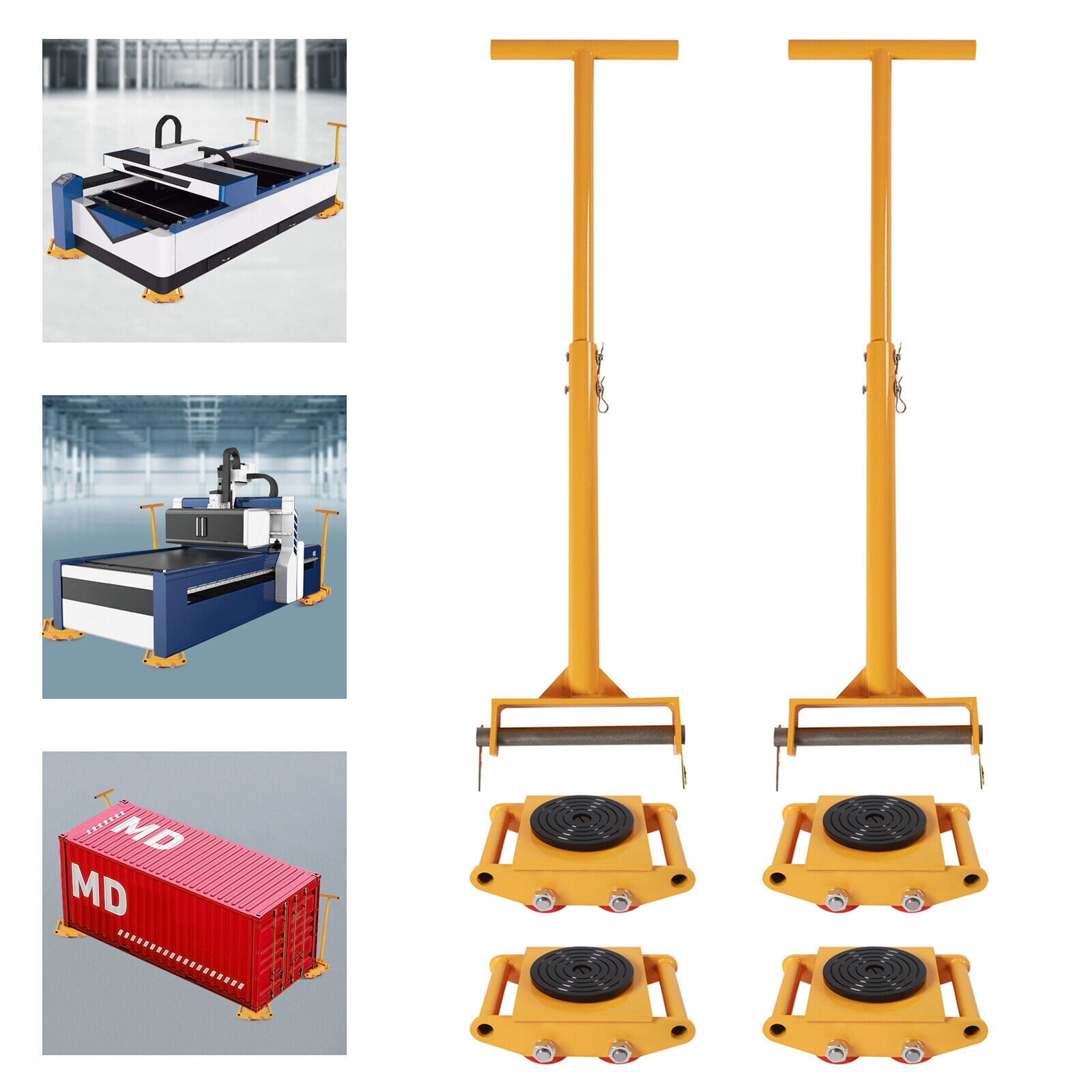 6T Rolling Machine Cargo Trolley Machinery Movers W/ 360°Rotation ...
