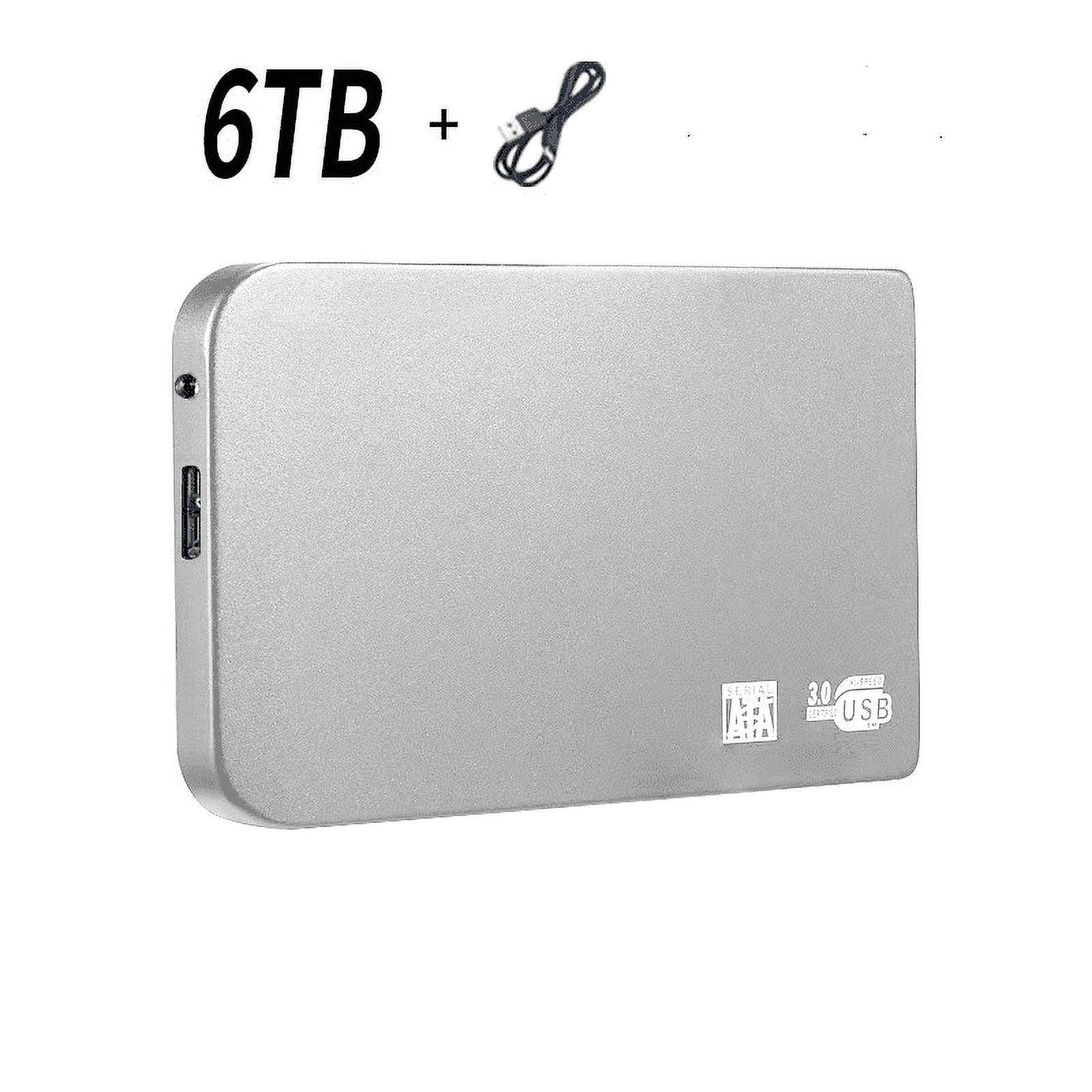 6TB External USB Hard Drive Portable Mobile Storage and Backup Plus Slim Hard Disk Memory Expansion Device USB 3.0 for PC, Mac, Laptop(Silver)