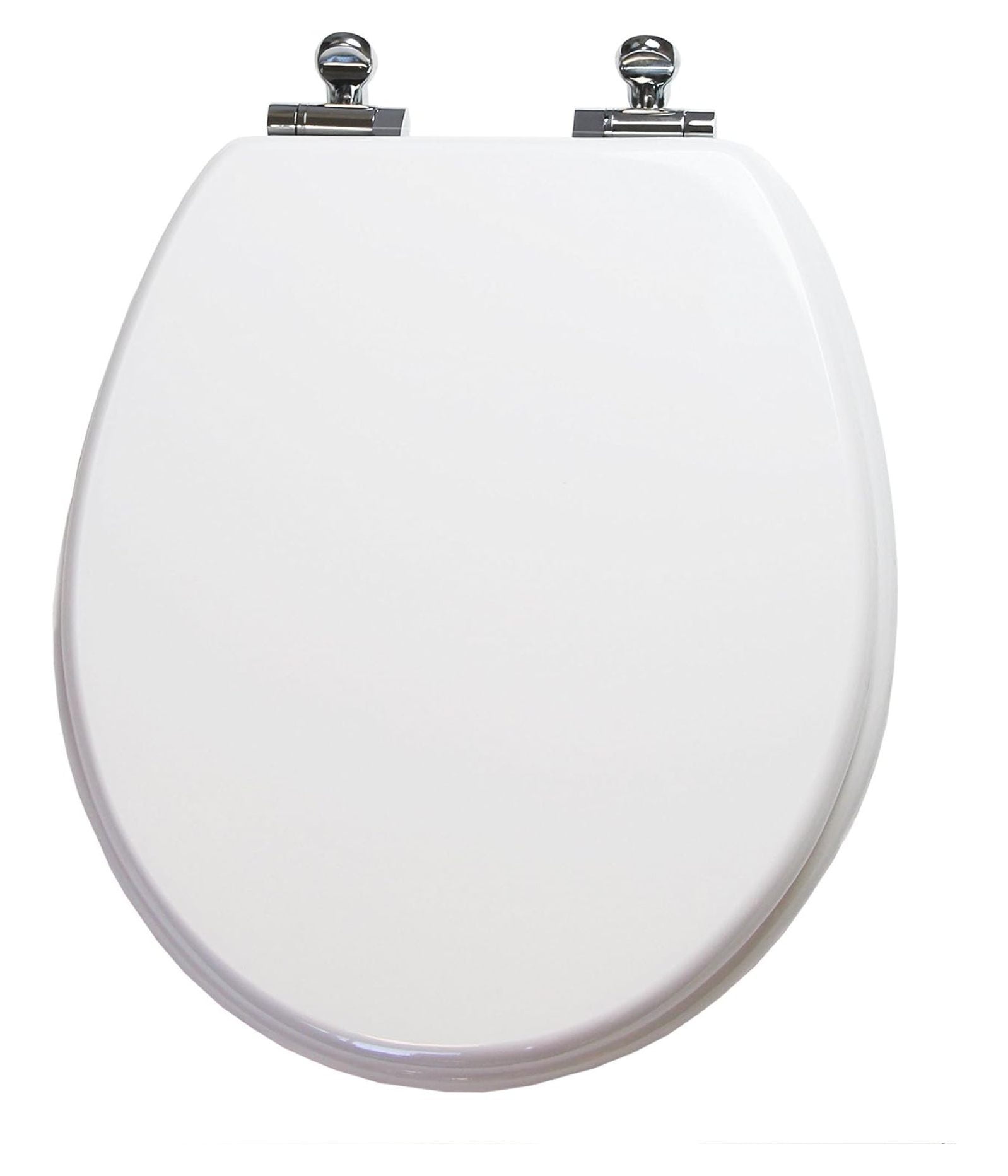 White Composite Round Toilet Seat with Chrome Hinges
