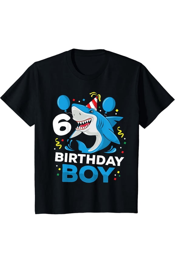 6Th Birthday Boy Shark Ocean Theme Party 6 Years Old For Boy T-Shirt