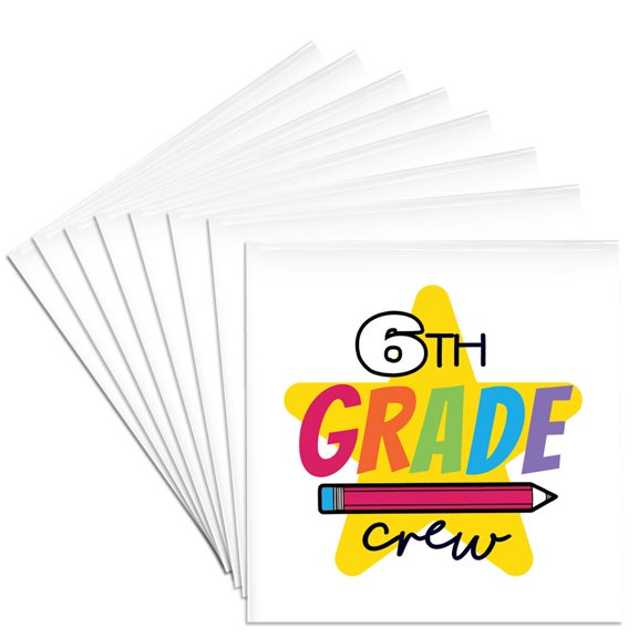 3drose, 6th Grade Crew, Set of 8 Ceramic Tile Coasters