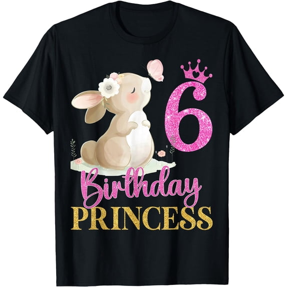 6Th Rabbit Princess Bunny 6 Years Old T-Shirt , Vintage T-Shirt ...