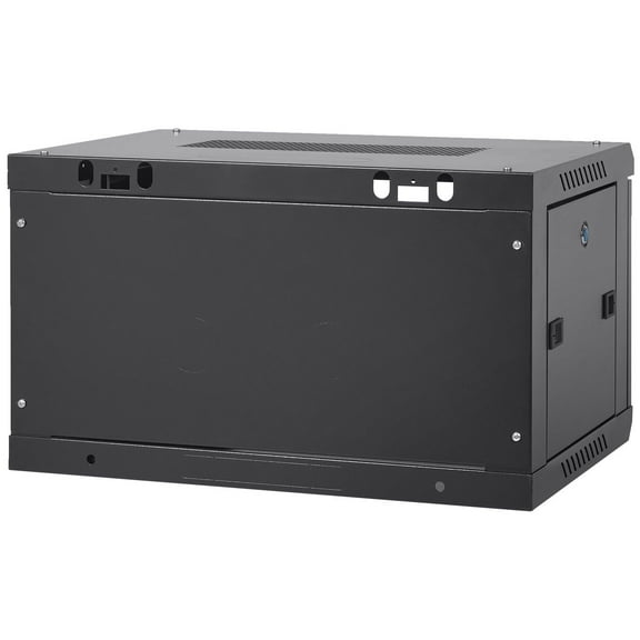 6U Network Server Rack Enclosure, 15.5'' Deep Wall Mount Cabinet, Glass Door, 200 lbs Load - for IT & A/V Devices