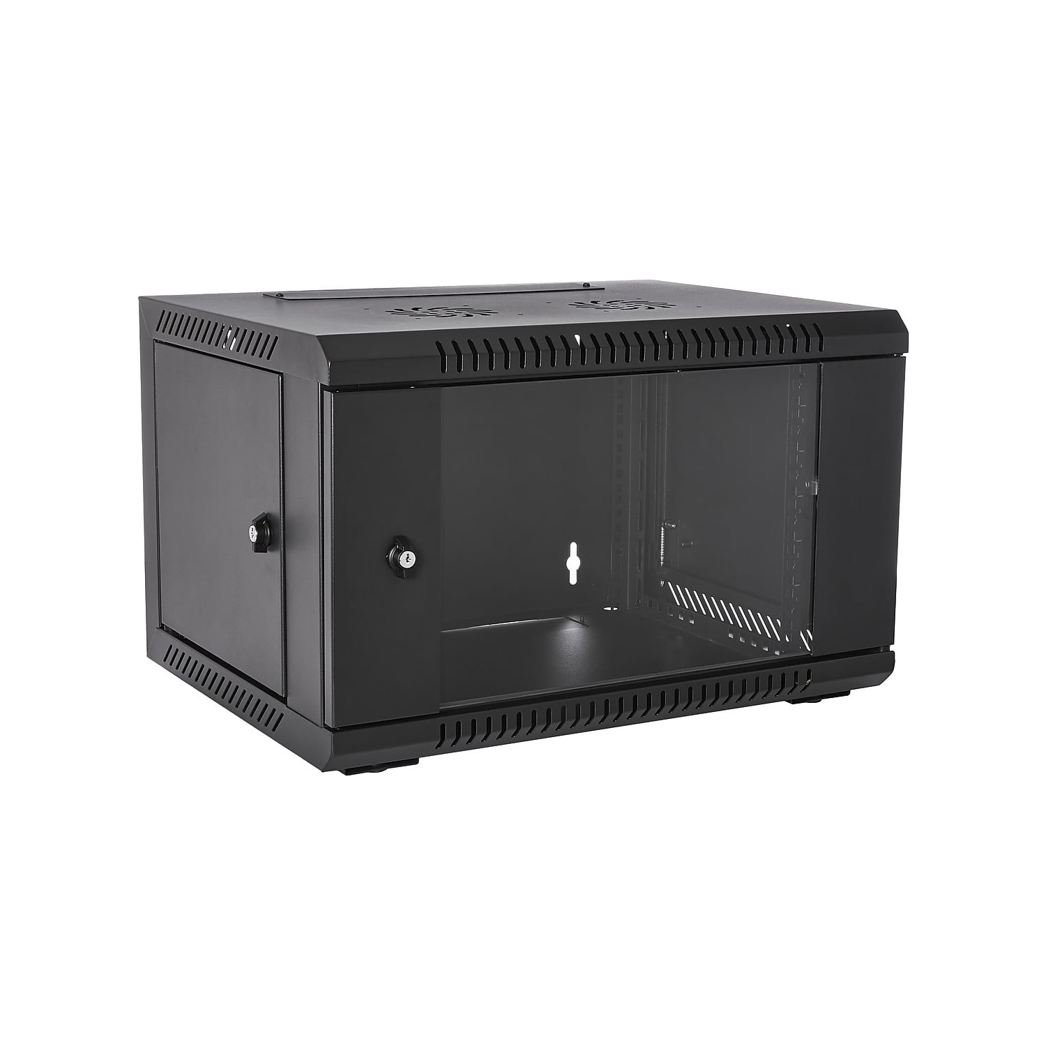 Black High-Grade Steel 6U Wall Mount Cabinet with Glass Door
