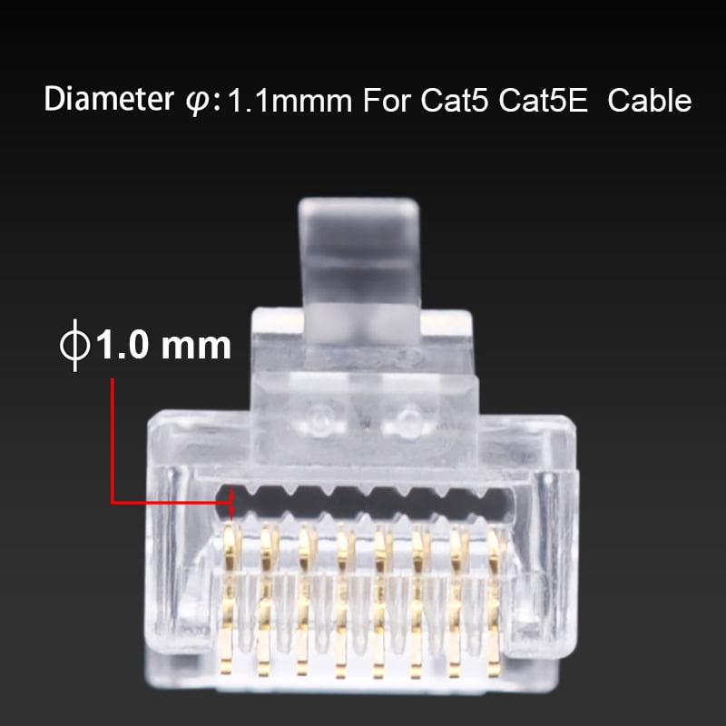 6U RJ45 Connector Cat6 Cat6A Jack UTP Gold Plated Pass Through