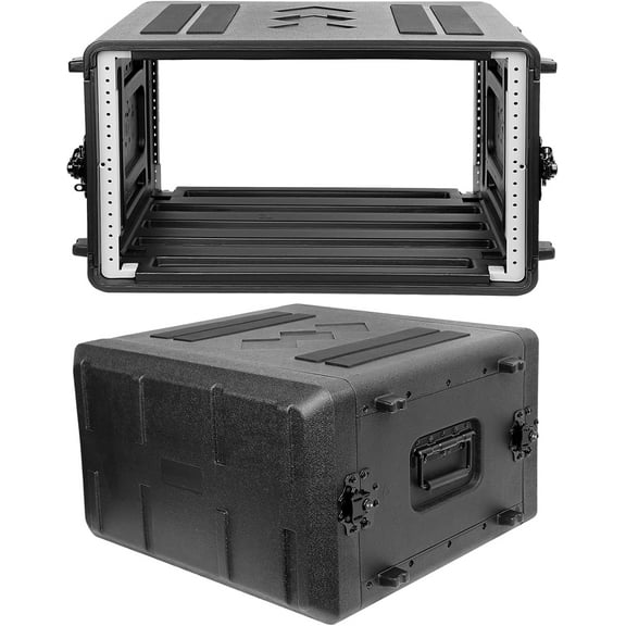 6U Rack Case Standard 17" Depth, 19" Rackmount Flight Cases, Watertight Dust-proof 6 Space Shock Mount Racks with Microphone Compartments
