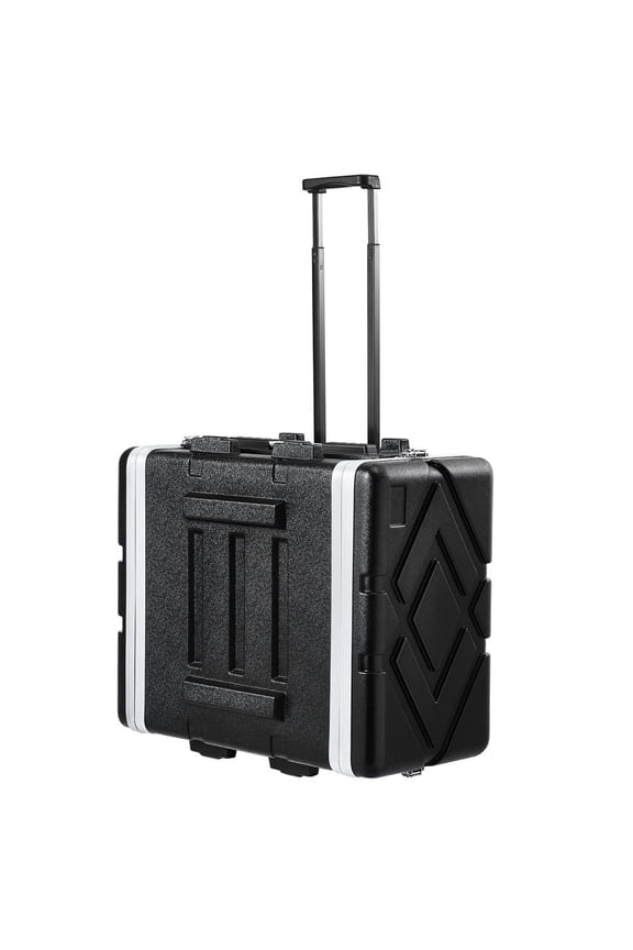 6U Rack Case, Standard 19 in Depth, Server Rack Cabinet with ABS Construction Wheels Heavy-Duty Twist Butterfly Latches, Detachable Front & Back Panels, for Amps, Mixers, Microphone Receivers