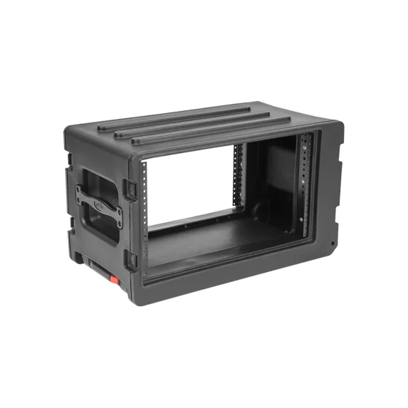 6U SPACE RACK STACKS W/ROTO RACKS, WHEELS, AND HANDLE