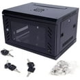 thumbnail image 1 of 6U Wall Mount Enclosure Rack Network Server Data Cabinet Glass Door Key Locking with Cooling Fan Blac, 1 of 7
