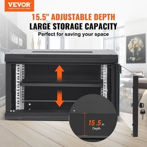 6U Wall Mount Network Server Cabinet,15.5"Deep,Server Rack Cabinet Enclosure,200 lbs Max. Ground-mounted Load Capacity,with Locking Glass Door Side Panels,for IT Equipment,A/V Devices