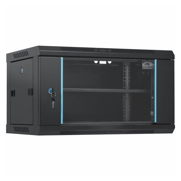 6U Wall Mount Server Cabinet, 15.5" Deep Network Rack Enclosure, 200lbs Capacity, Locking Glass Door, IT Equipment & A/V Storage