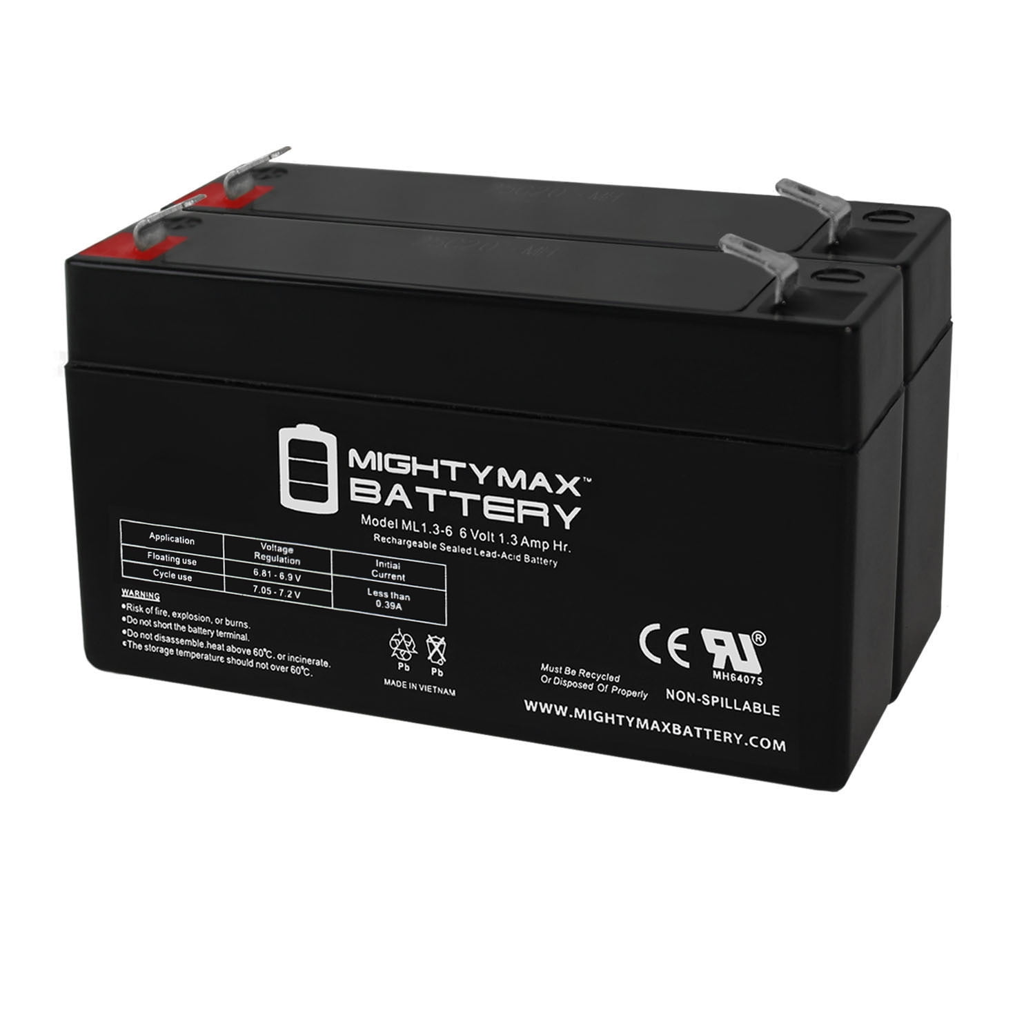 6V 1.3AH GE Simon XT ALARM REPLACEMENT BATTERY 2 Pack