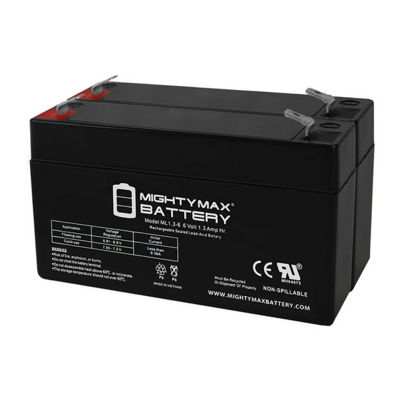 6V 1.3Ah Portalac GS PE126R Emergency Light Battery - 2 Pack