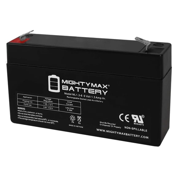 6V 1.3Ah SLA Replacement Battery Compatible with Kaiyang 3FM1.3