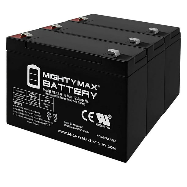 6V 12AH Battery Replacement for American Monarch Corp AM0250 - 3 Pack
