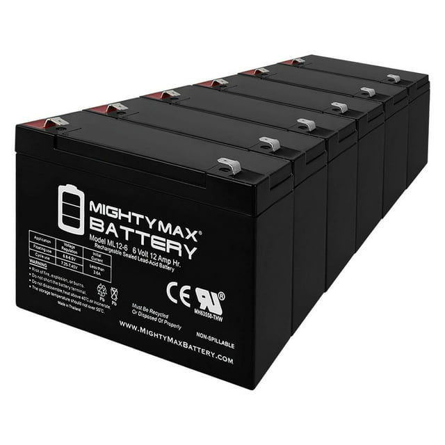 6V 12AH F2 Battery Replacement for GS Portalac PE6V12F1 - 6 Pack