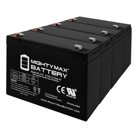 6V 12AH F2 SLA Battery for Fire Alarm Security Systems - 4 Pack