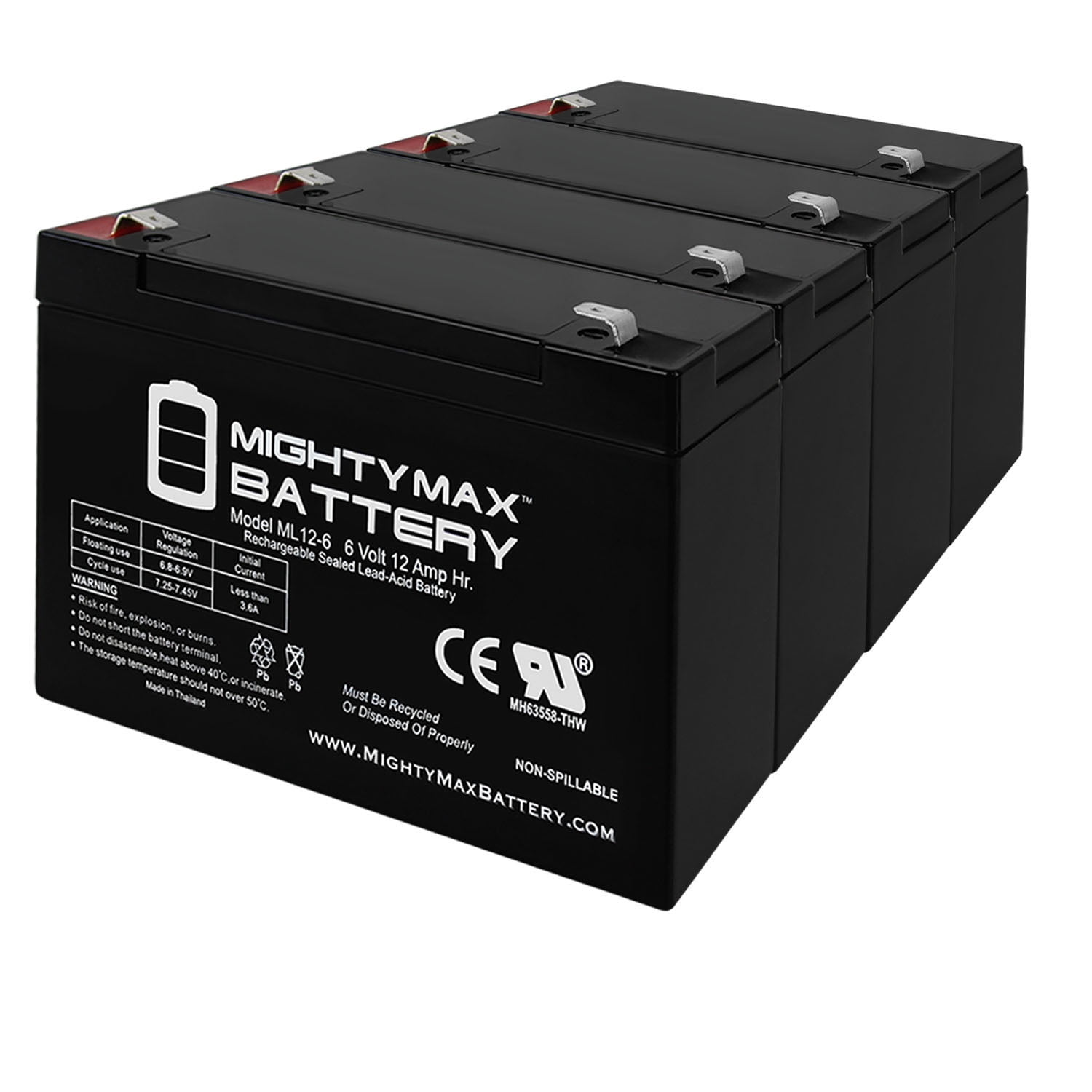 6V 12AH F2 UPS Battery Replaces Leoch DJW6-10 T2, DJW 6-10 T2 - 6 Pack