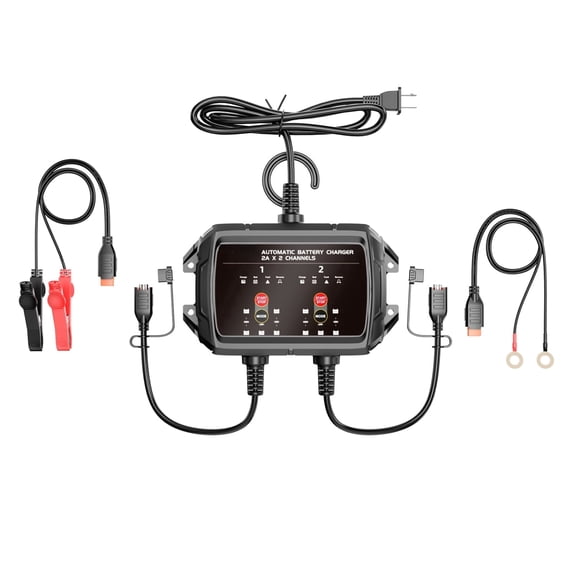 6V/12V 4A 2-Bank Automatic Smart Charger, Trickle Maintainer Desulfator with Temperature Compensation & Overcharge Protection for Lead-Acid Lithium Battery