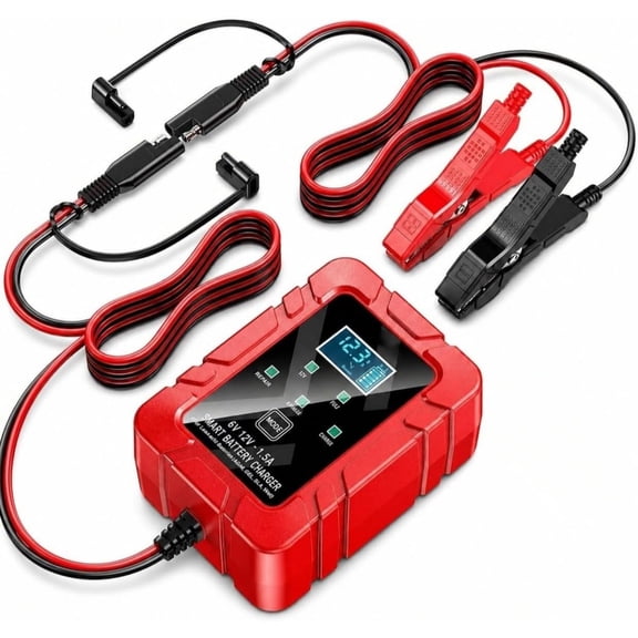 6V/12V Automatic Intelligent Recognition, 2026 Smart Car Battery Charger & Advanced Pulse Repair with LED Display, Battery Maintainer Trickle Charger for Car, Motorcycle, Marine, Lawn Mower