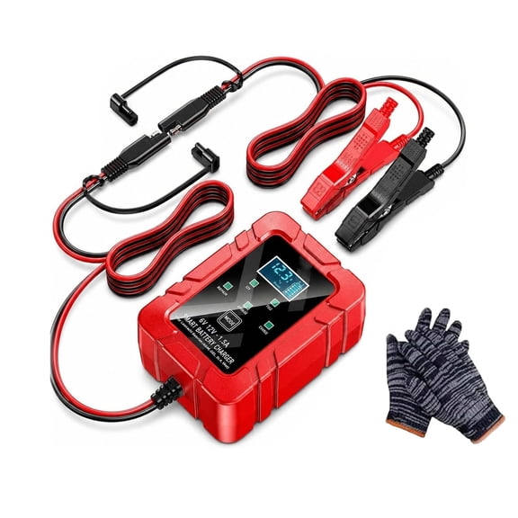 6V 12V Automatic Intelligent Recognition Charger Intelligent Battery Maintainer, Smart Pulse Repair Trickle Charger with LED Display Sensor Accessories for Car Motorcycle Marine Control