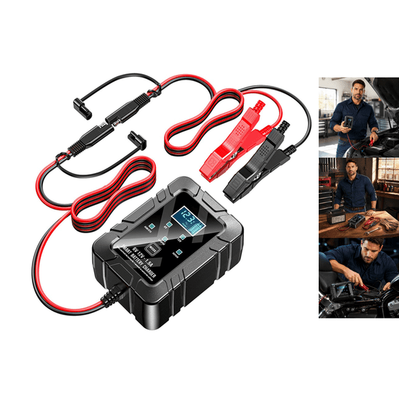 6V/12V Automatic Intelligent Recognition, Smart Car Battery Charger & Advanced Pulse Repair with LED Display, Battery Maintainer Trickle Charger for Car, Motorcycle, Marine, Lawn Mower