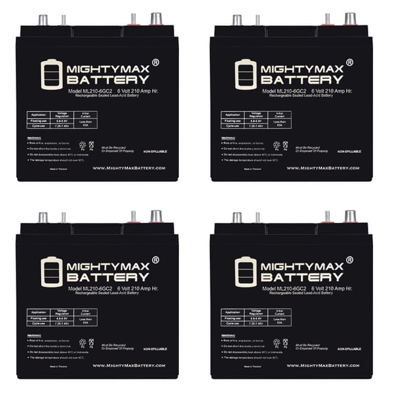 6V 210AH Dual Terminal SLA Replacement Battery Compatible with EZGO Shuttle 2 Golf Cart - 4 Pack